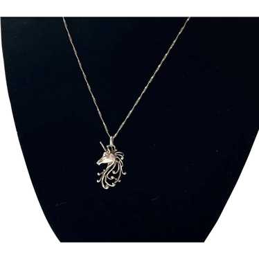Sterling Silver Necklace -Unicorn Pendant - image 1