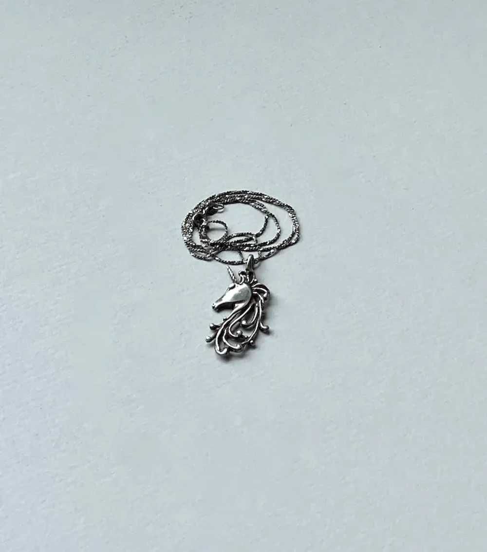 Sterling Silver Necklace -Unicorn Pendant - image 4