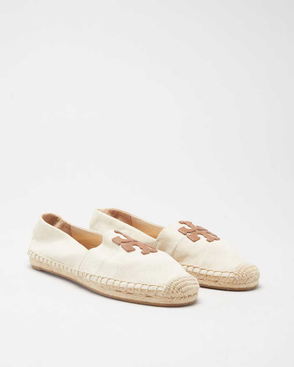 Tory Burch Cream & Brown Canvas Shoes - UK 3.5 - image 1