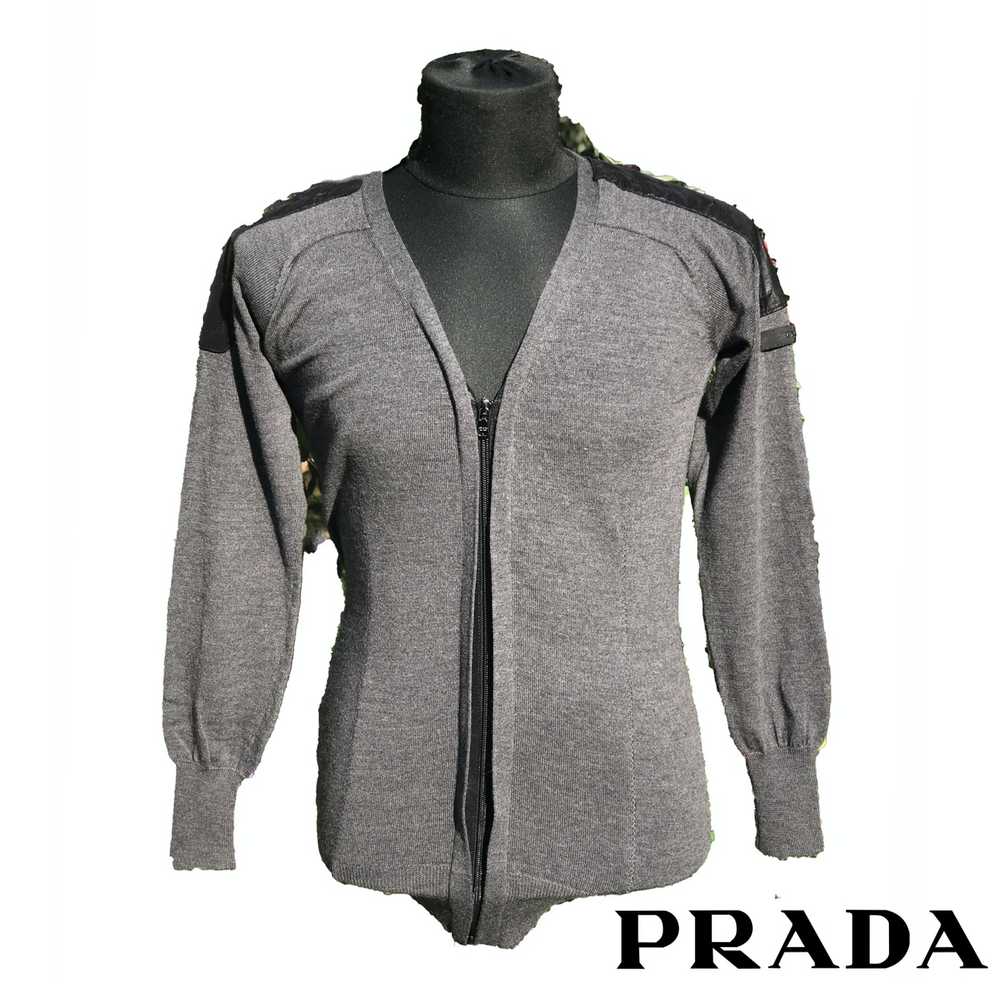 Luxury × Prada PRADA MILANO Full Zip Sweater Card… - image 1
