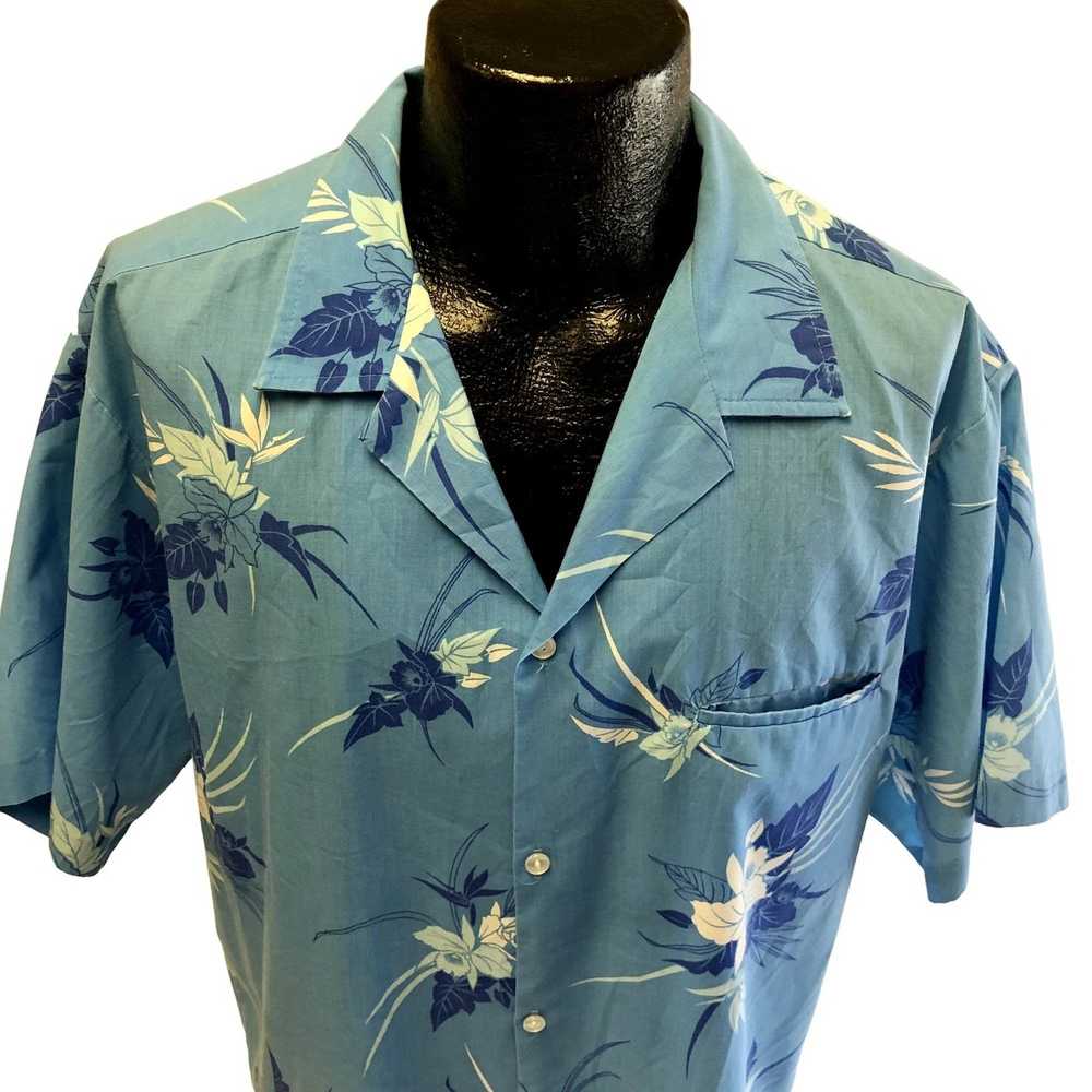 Unkwn 80's Rai Nani HAWAII Blue FLORAL Hawaiian A… - image 3