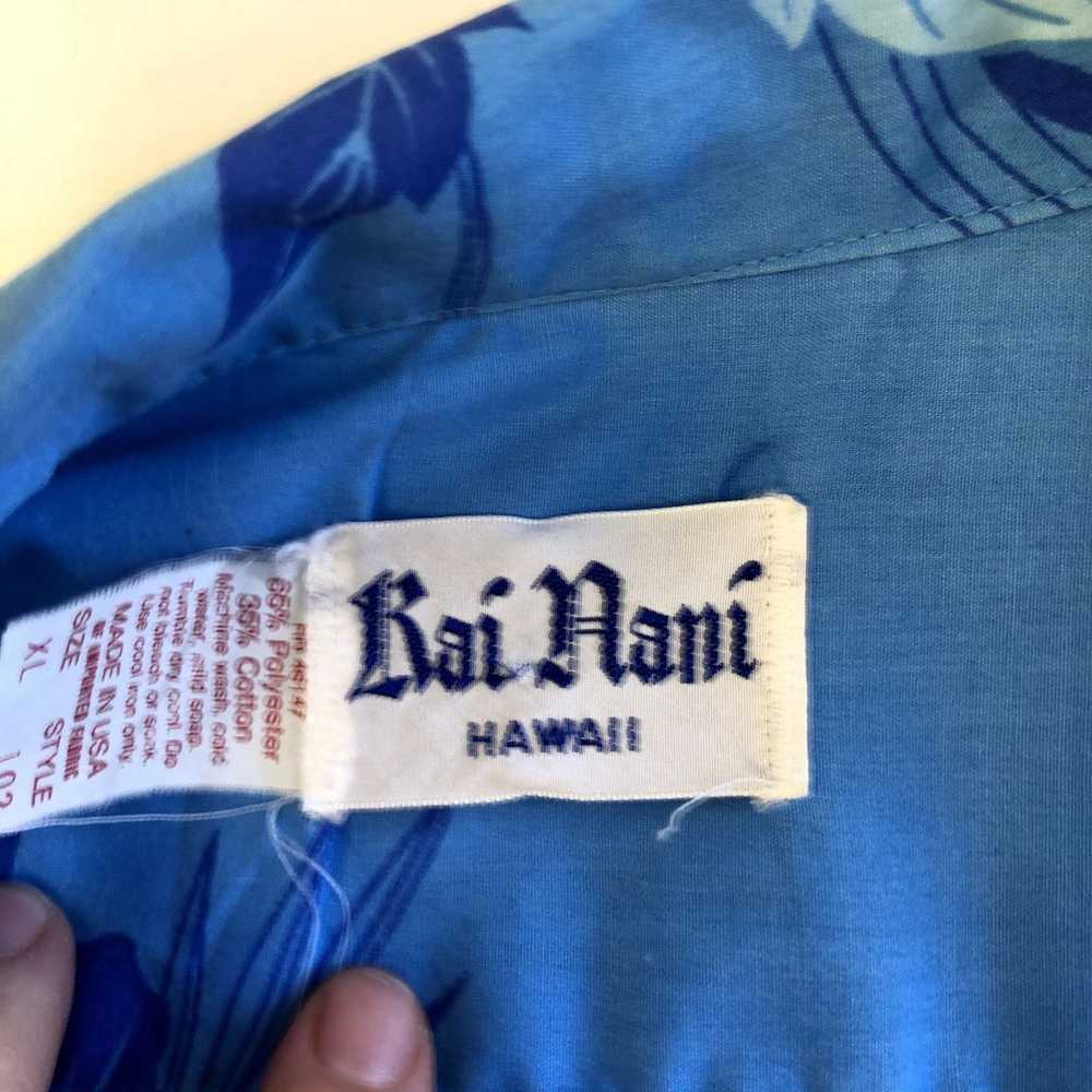 Unkwn 80's Rai Nani HAWAII Blue FLORAL Hawaiian A… - image 4