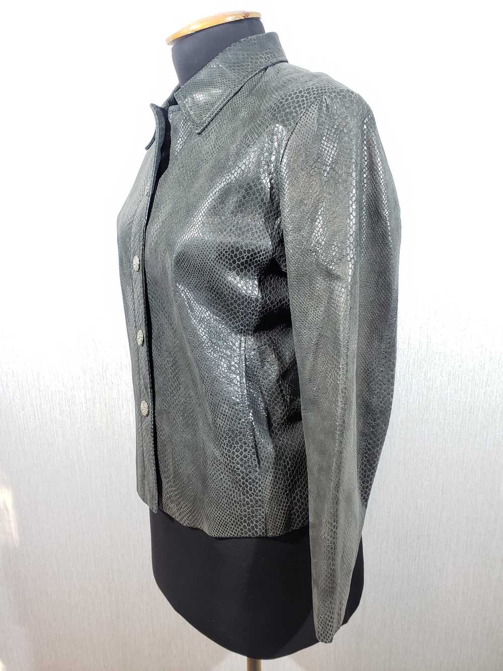 Champion × Designer Stylish green leather jacket. - image 2