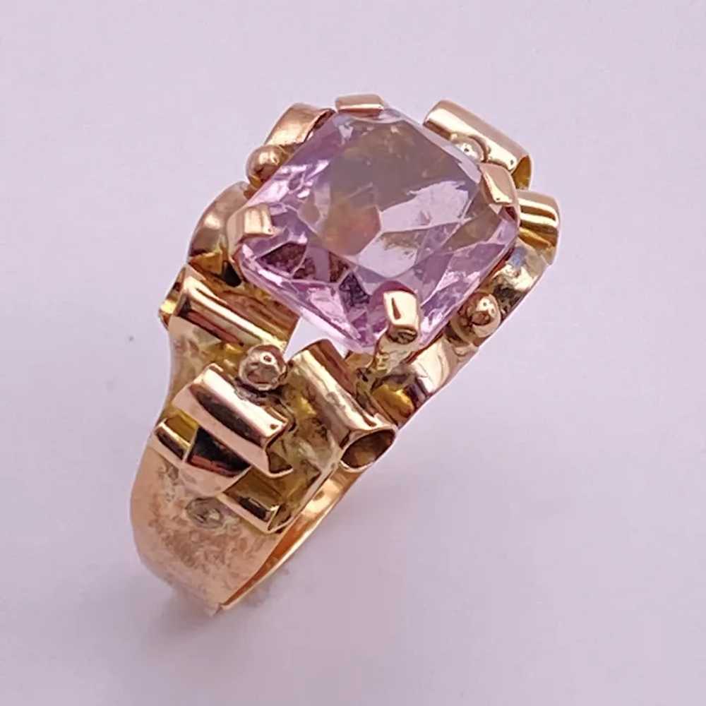 Vintage Retro Ring Handcrafted 10K Rose Gold Faux… - image 3