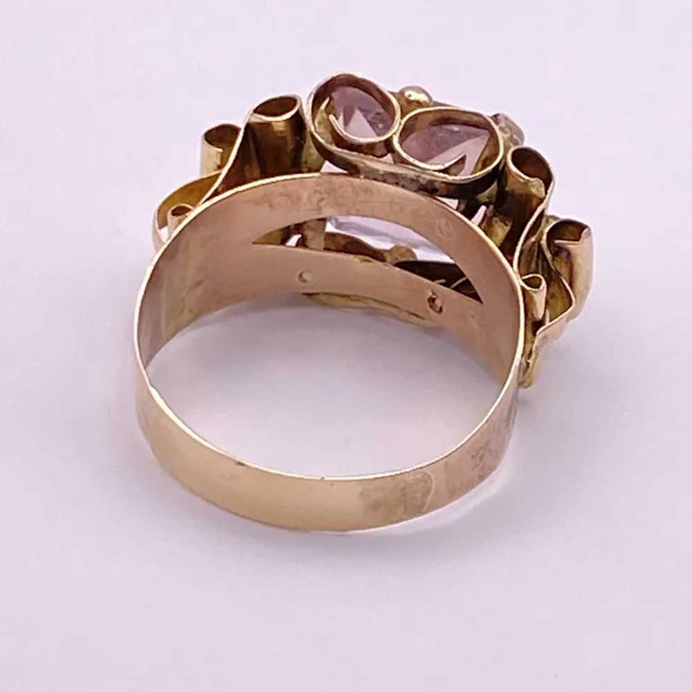 Vintage Retro Ring Handcrafted 10K Rose Gold Faux… - image 8