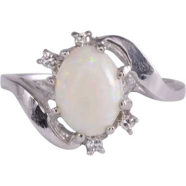 Opal & Diamond White Gold Ring - image 1