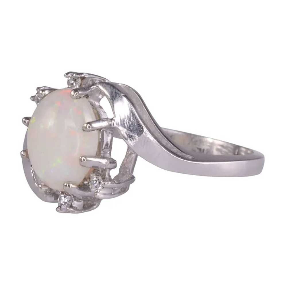 Opal & Diamond White Gold Ring - image 2