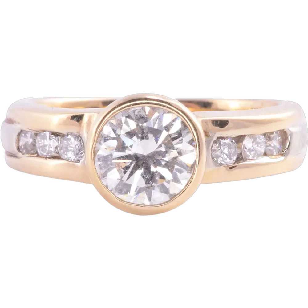 Bezel Set Diamond Engagement Ring - image 1