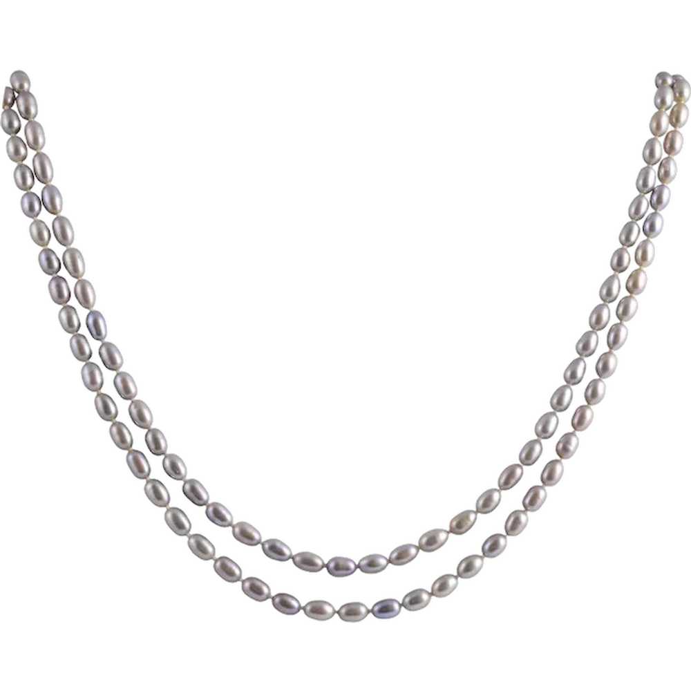 Green Freshwater Pearl Double Strand Necklace - image 1