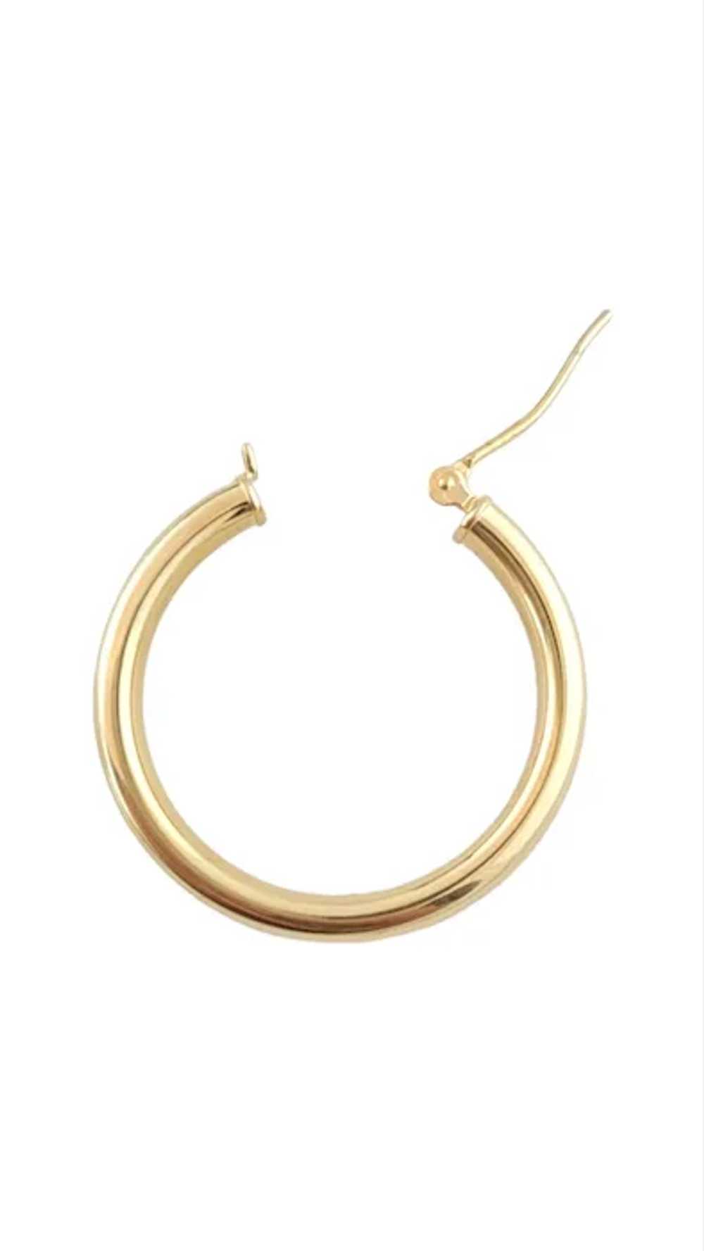 Vintage 14K Yellow Gold Round Hoop Earrings - image 3