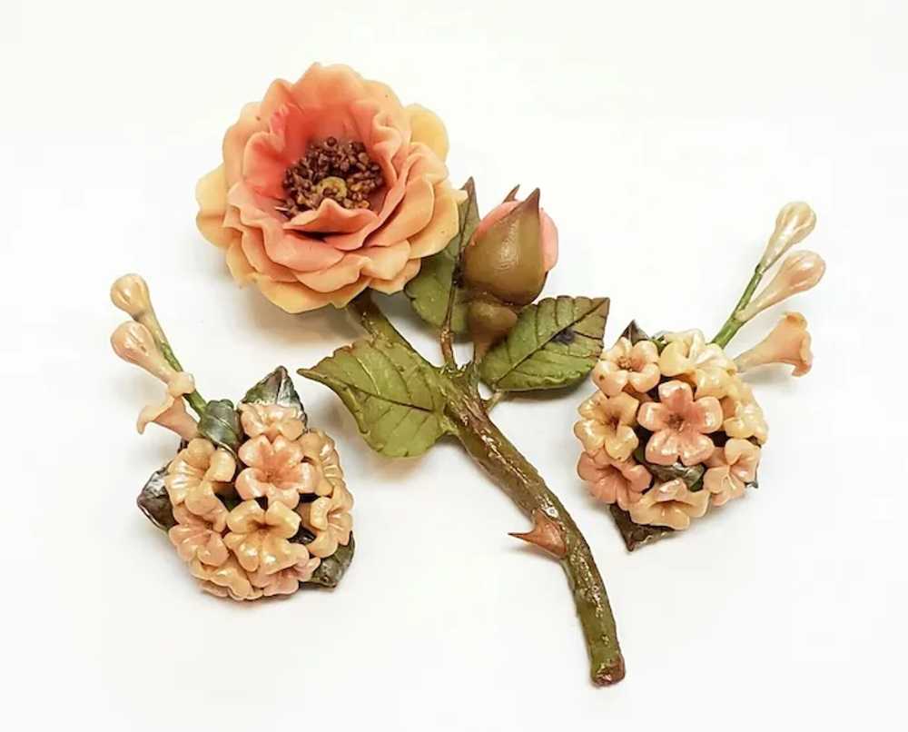 Exquisite Celluloid Floral Jewelry Set: Captivati… - image 2