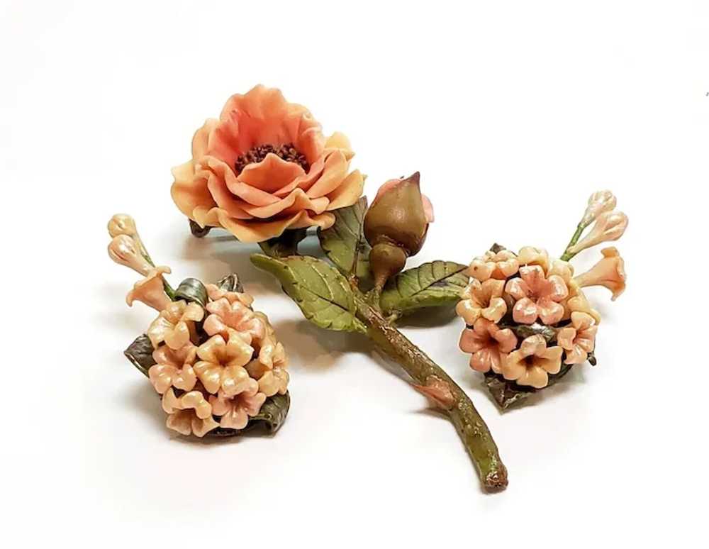Exquisite Celluloid Floral Jewelry Set: Captivati… - image 3