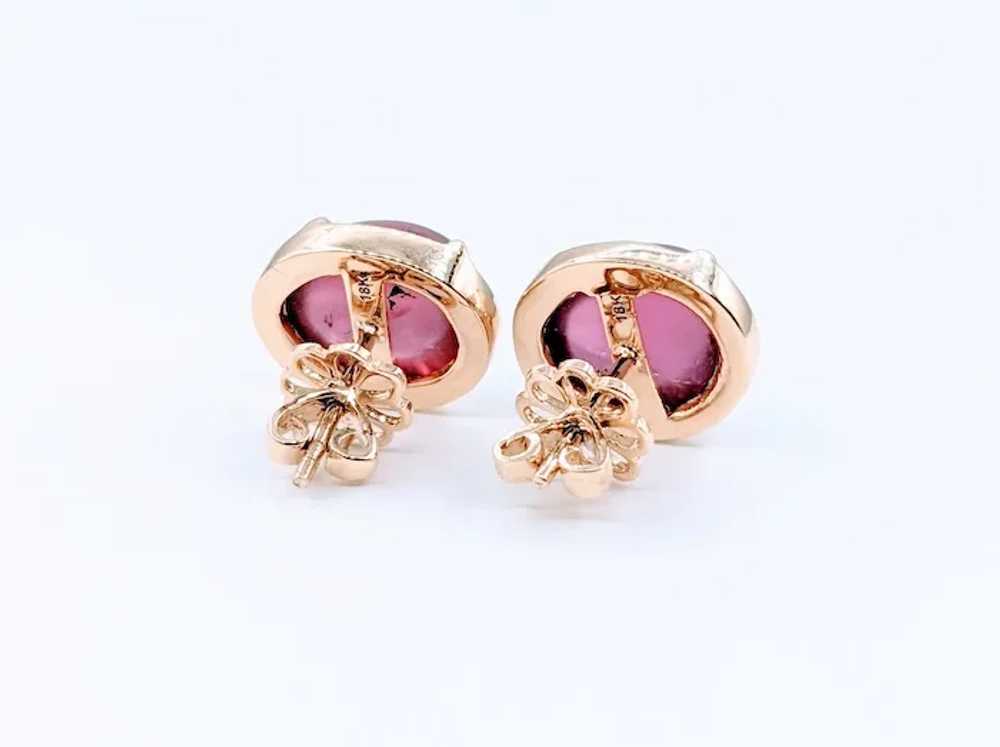 Captivating 18k Cabochon Pink Tourmaline Stud Ear… - image 6