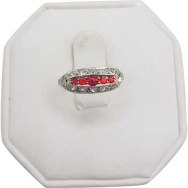 Authentic 1920s Art Deco 9ct Five Stone Red and C… - image 1