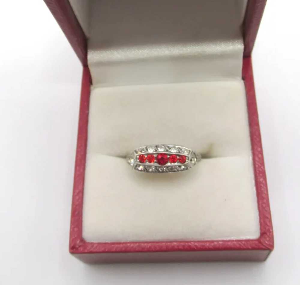 Authentic 1920s Art Deco 9ct Five Stone Red and C… - image 6
