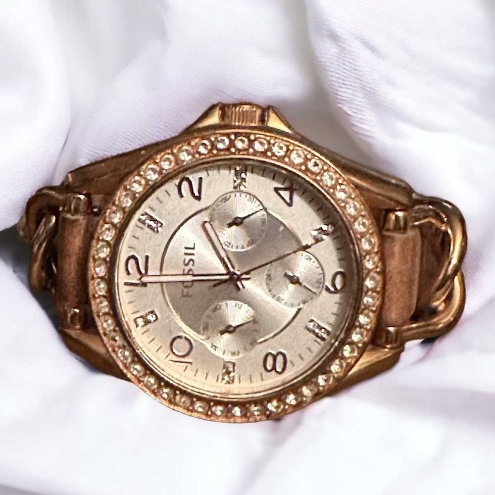 Fossil Fossil Riley multi function sand dial leat… - image 1