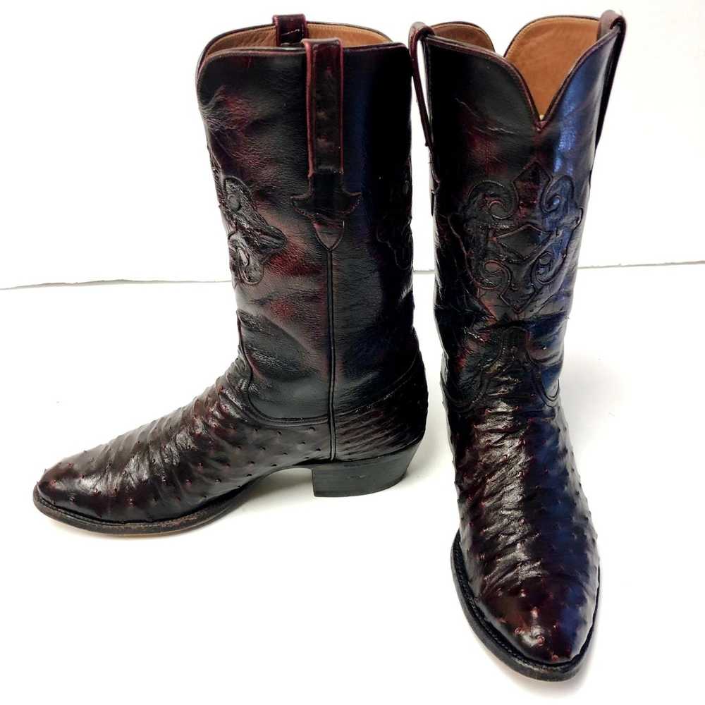 Lucchese Lucchese 1883 Black Cherry Full OSTRICH … - image 1