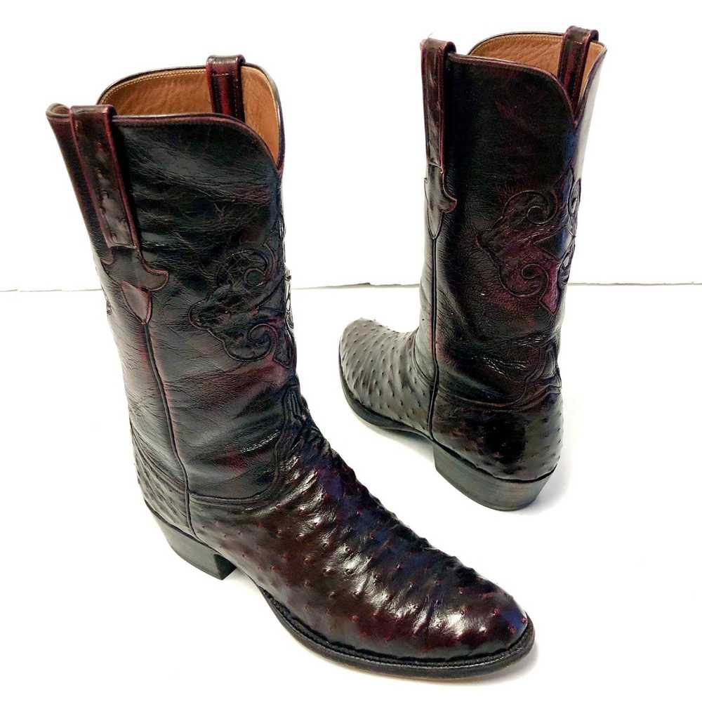 Lucchese Lucchese 1883 Black Cherry Full OSTRICH … - image 3