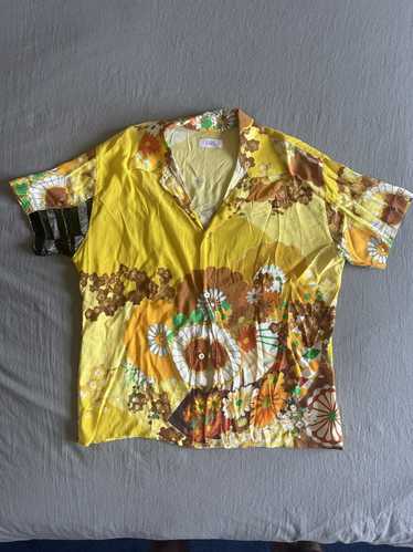 ERL ERL Yellow Floral Button Shirt - image 1