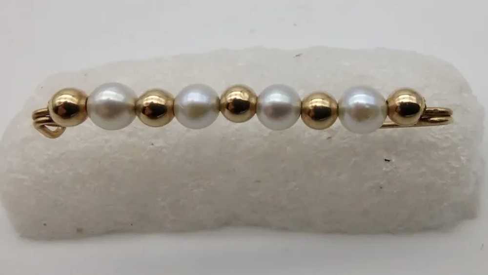 Lingerie cultured pearl bar 14k solid yellow gold… - image 2
