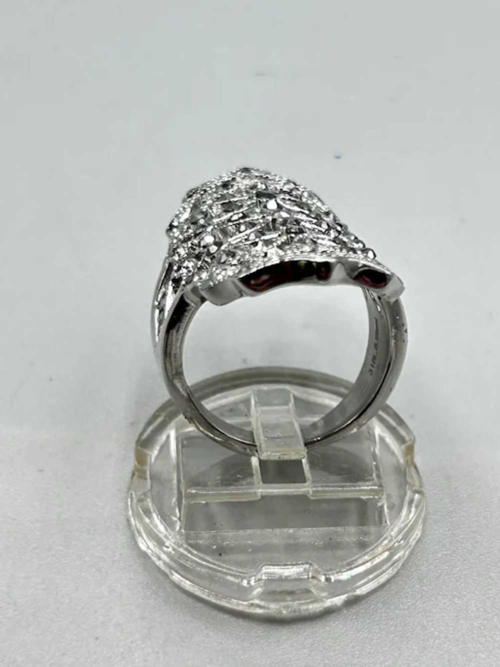 Marcasites Ring Size 7.5 Elongated Face Silver To… - image 4