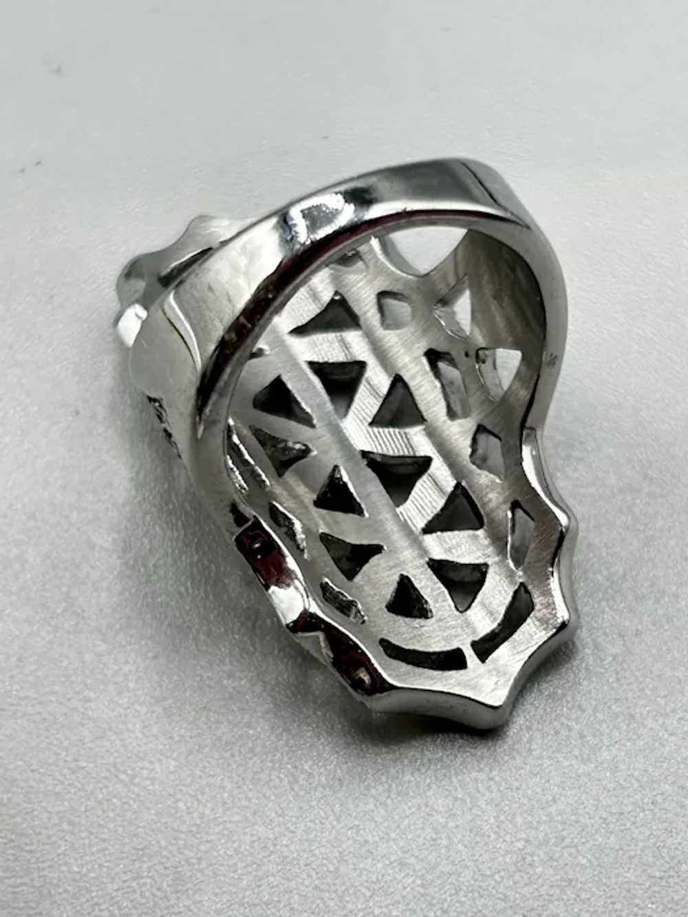 Marcasites Ring Size 7.5 Elongated Face Silver To… - image 6