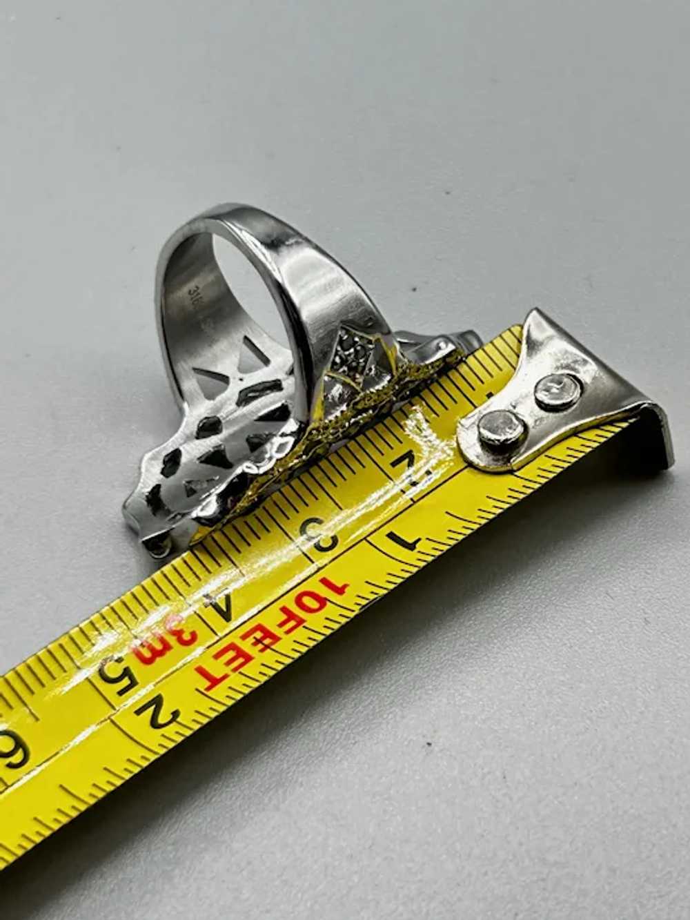 Marcasites Ring Size 7.5 Elongated Face Silver To… - image 9