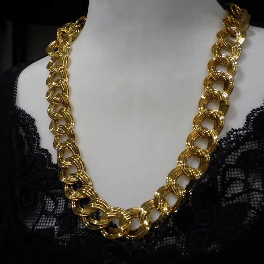 Signed Anne Klein Golden Chain Necklace, Vintage … - image 3