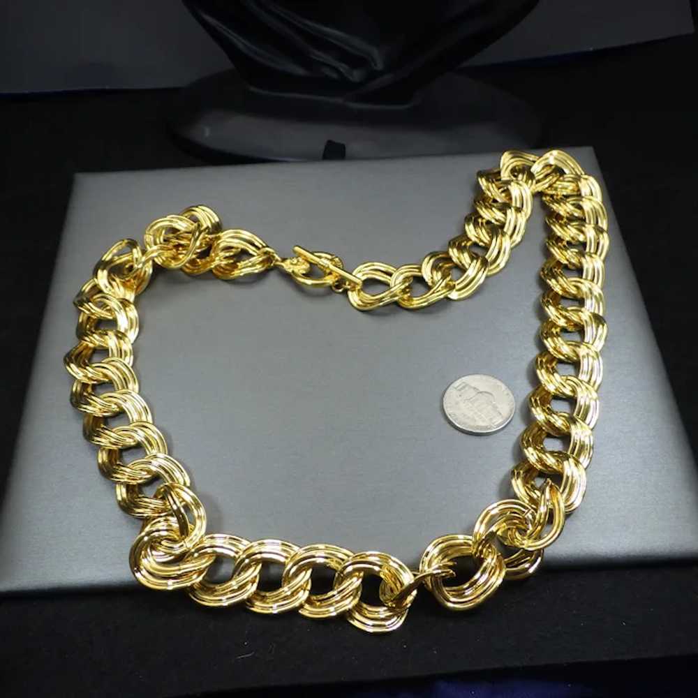 Signed Anne Klein Golden Chain Necklace, Vintage … - image 4