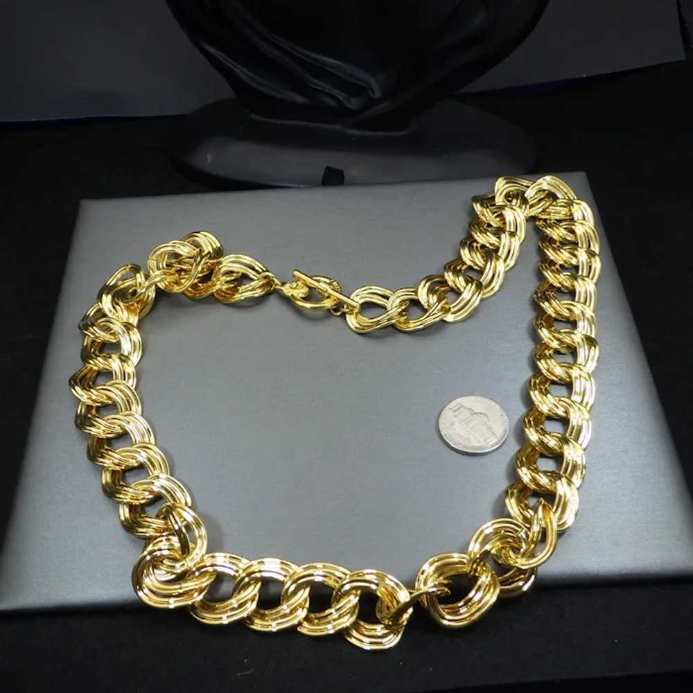 Signed Anne Klein Golden Chain Necklace, Vintage … - image 7