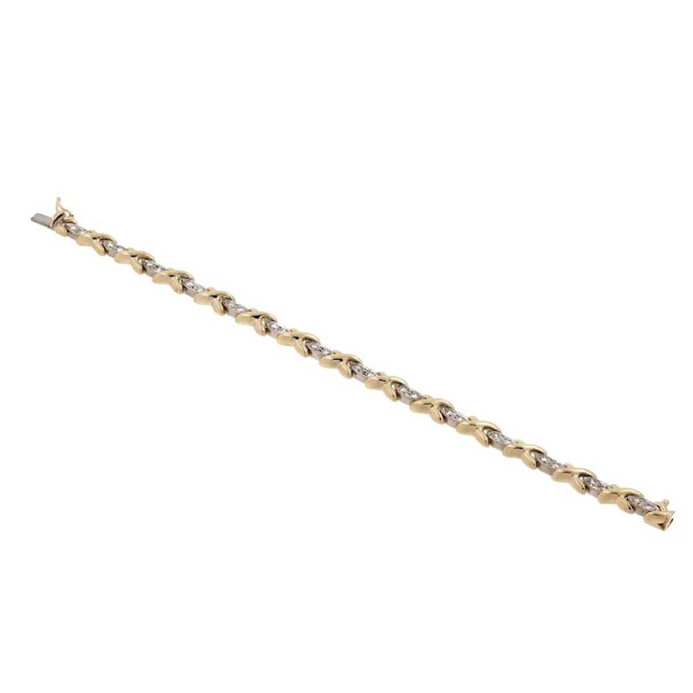 Diamond X Link Tennis Bracelet 14K Two-Tone Gold … - image 3