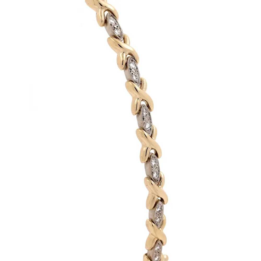 Diamond X Link Tennis Bracelet 14K Two-Tone Gold … - image 6