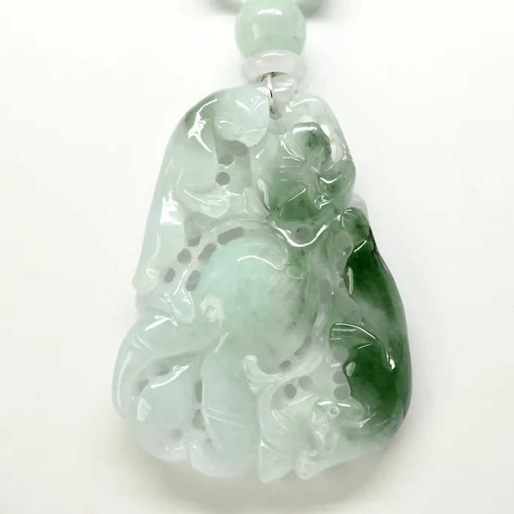 Hand Carved Chinese Translucent Green Jade Cats, … - image 3