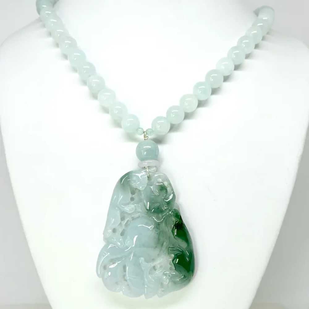 Hand Carved Chinese Translucent Green Jade Cats, … - image 4