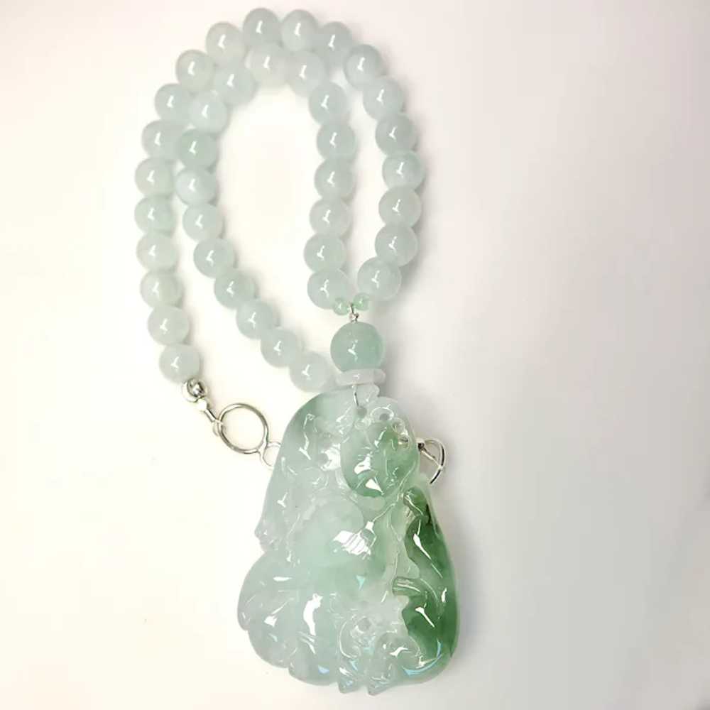 Hand Carved Chinese Translucent Green Jade Cats, … - image 5