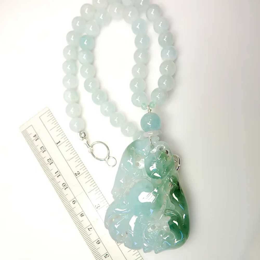 Hand Carved Chinese Translucent Green Jade Cats, … - image 9