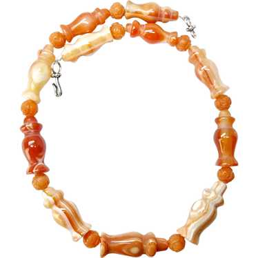 Unique Banded Orange Agate Necklace
