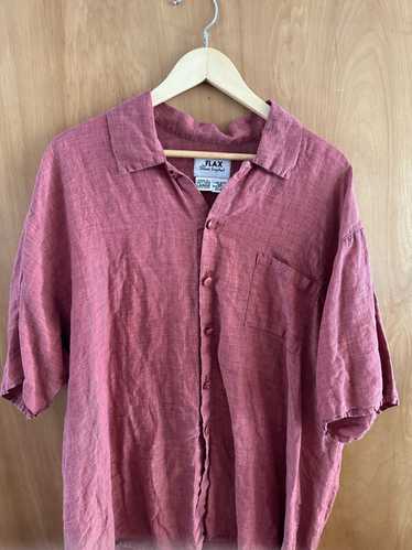 Vintage FLAX by Jeanne Engelhart Shirt Size Petite Striped Seersucker Linen  Gray