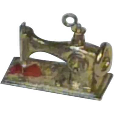 Gold Tone Sewing Machine Charm - image 1