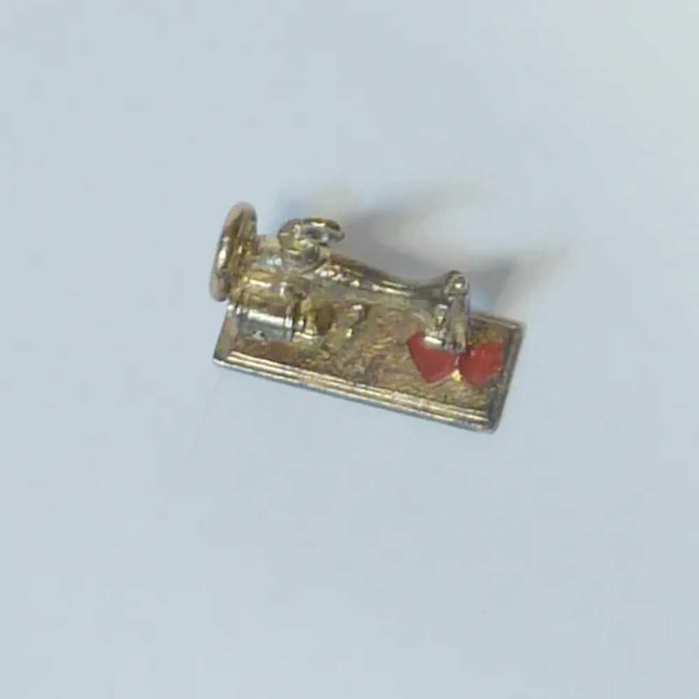 Gold Tone Sewing Machine Charm - image 2