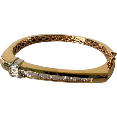 14K YG Square Diamond Bangle Bracelet