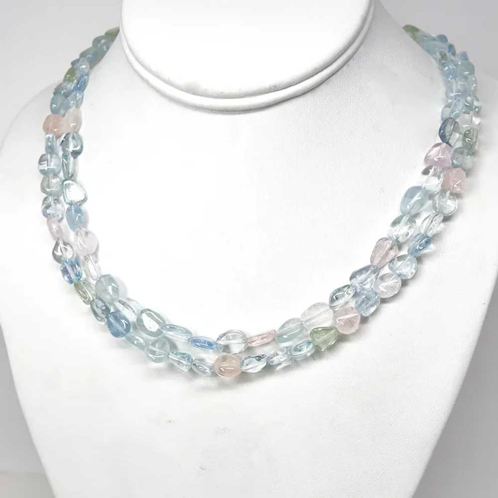 Gem Quality Multicolor Beryl Double Strand Neckla… - image 2