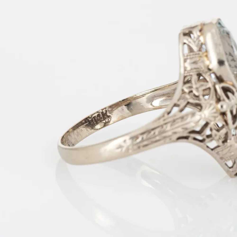 Vintage Art Deco Double Aquamarine Ring Filigree … - image 7