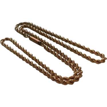 9ct Gold Victorian Barrel clasp Rope 16.4" Chain - image 1