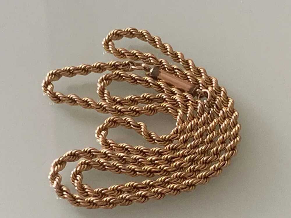 9ct Gold Victorian Barrel clasp Rope 16.4" Chain - image 2