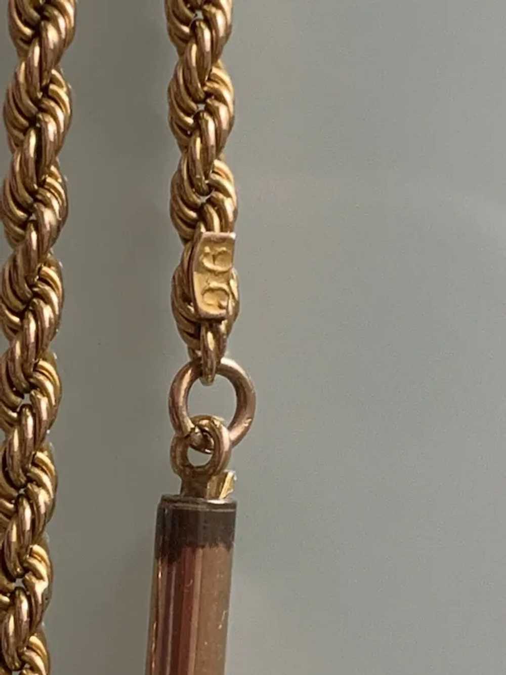 9ct Gold Victorian Barrel clasp Rope 16.4" Chain - image 4