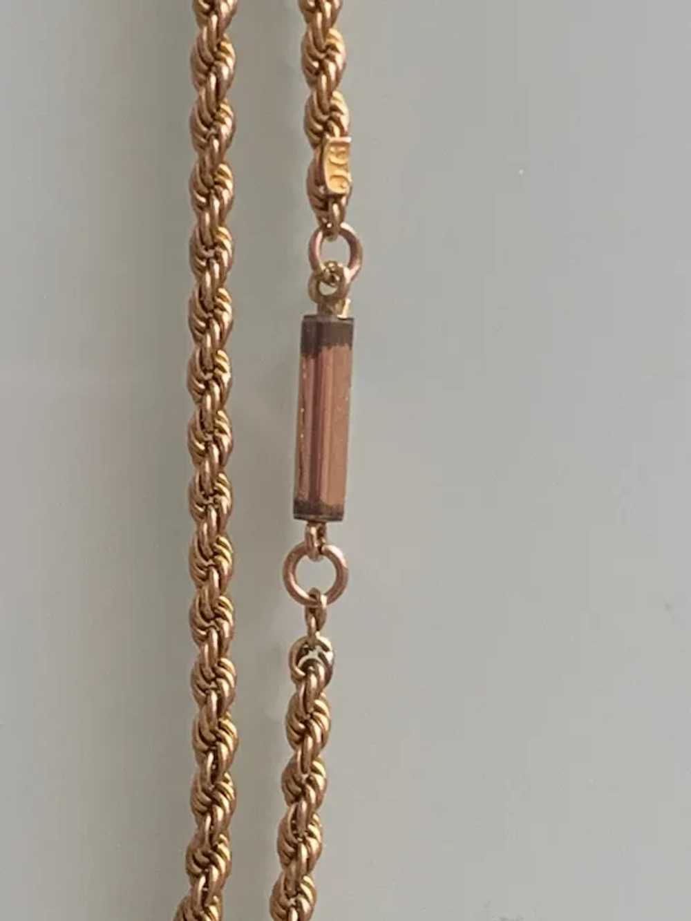 9ct Gold Victorian Barrel clasp Rope 16.4" Chain - image 5