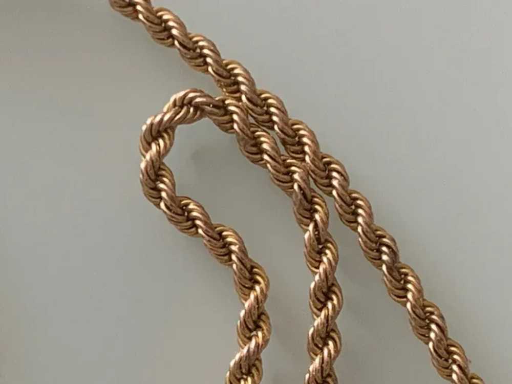 9ct Gold Victorian Barrel clasp Rope 16.4" Chain - image 7
