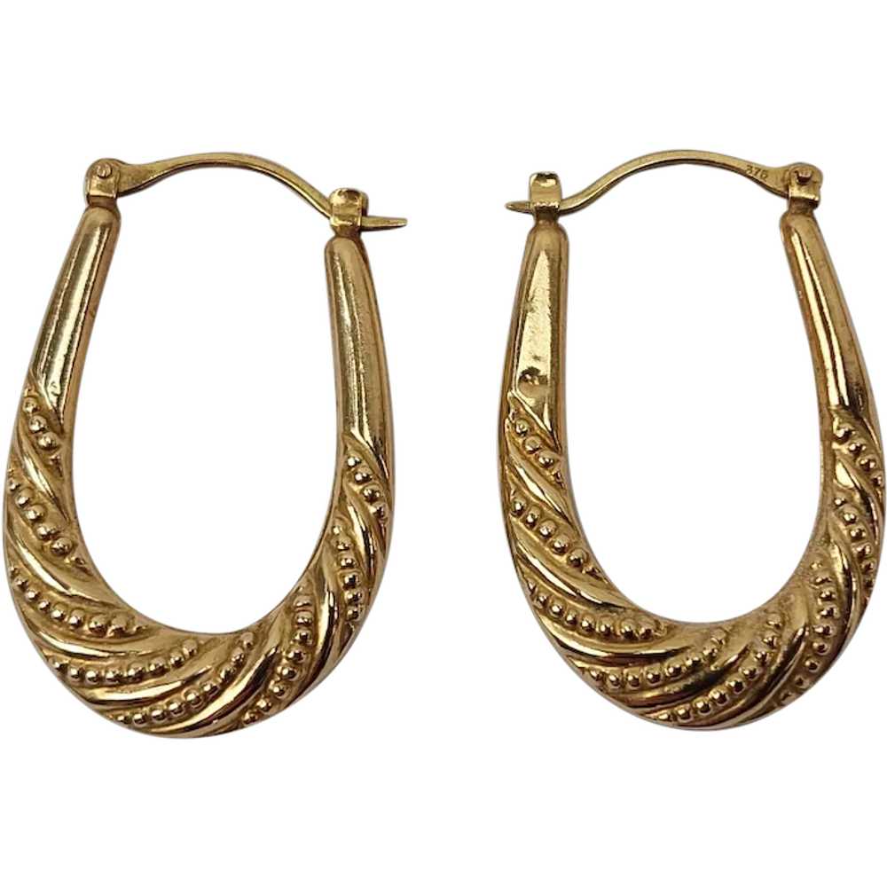 9ct Yellow Gold Creole Hoop Earrings - image 1