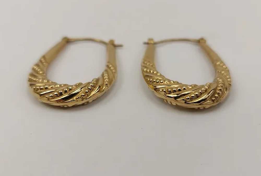 9ct Yellow Gold Creole Hoop Earrings - image 2